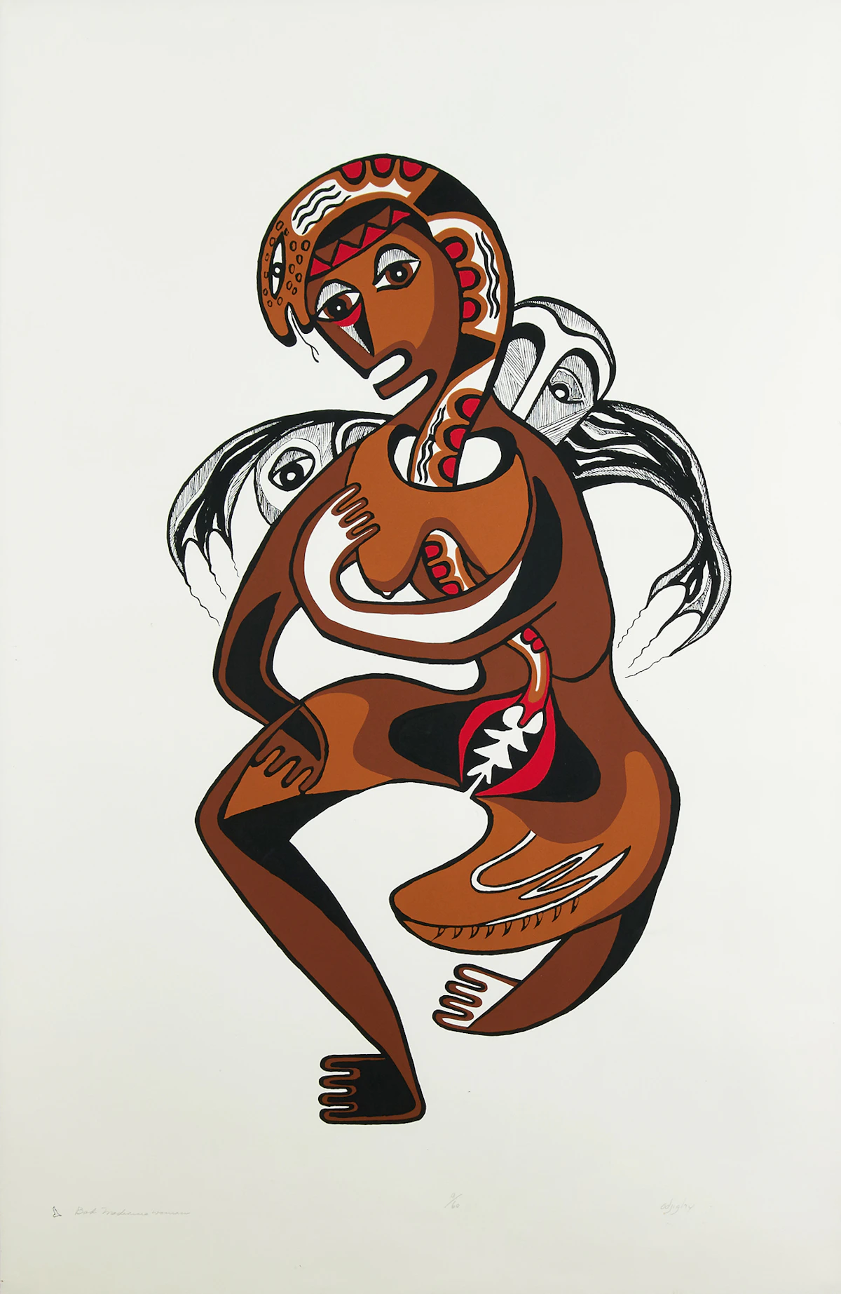 Daphne Odjig, Big One and the Bad Medicine Woman, colour serigraph, 1974
