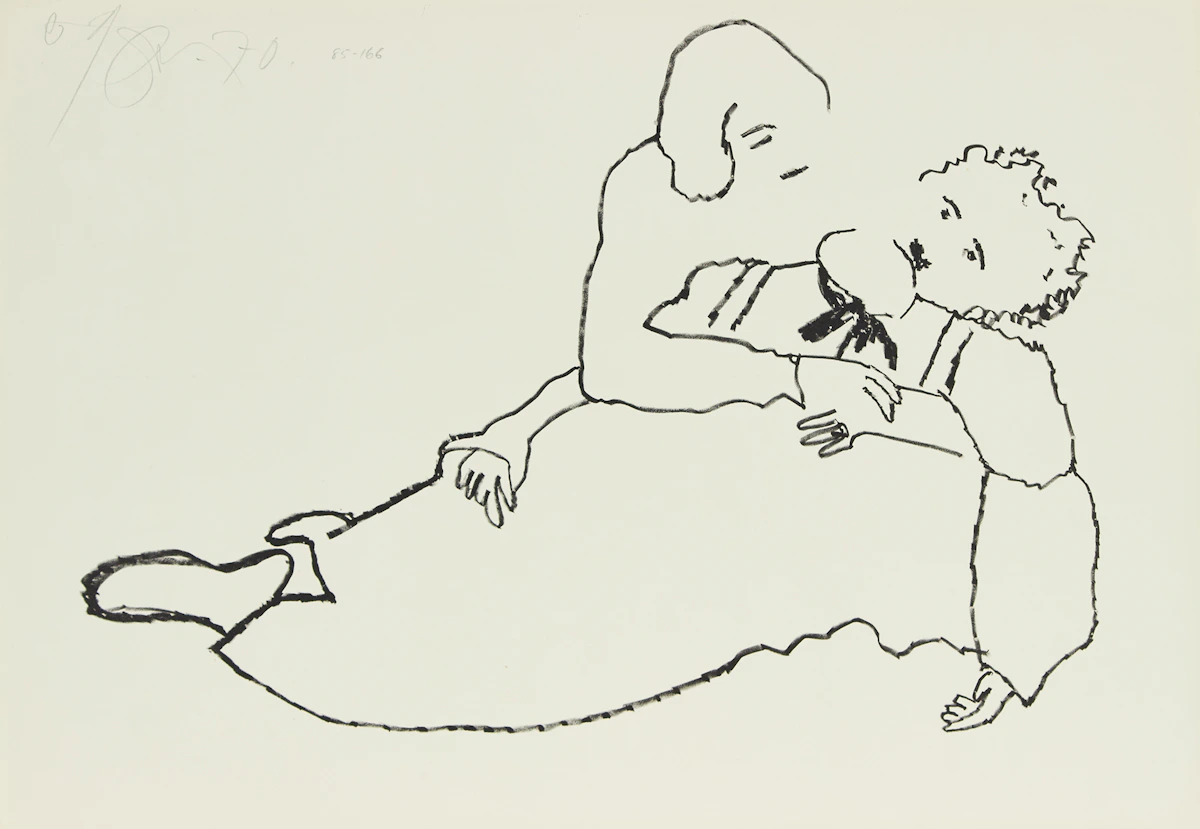 Harold Barling Town, Charlie Chaplin and Edna Purviance, lithograph, 1970