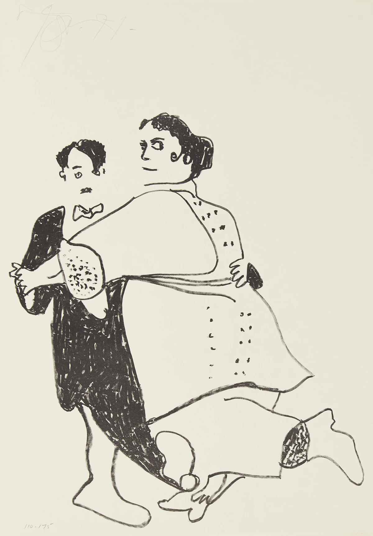 Harold Barling Town, Charlie Chaplin and Marie Dressler, lithograph, 1971