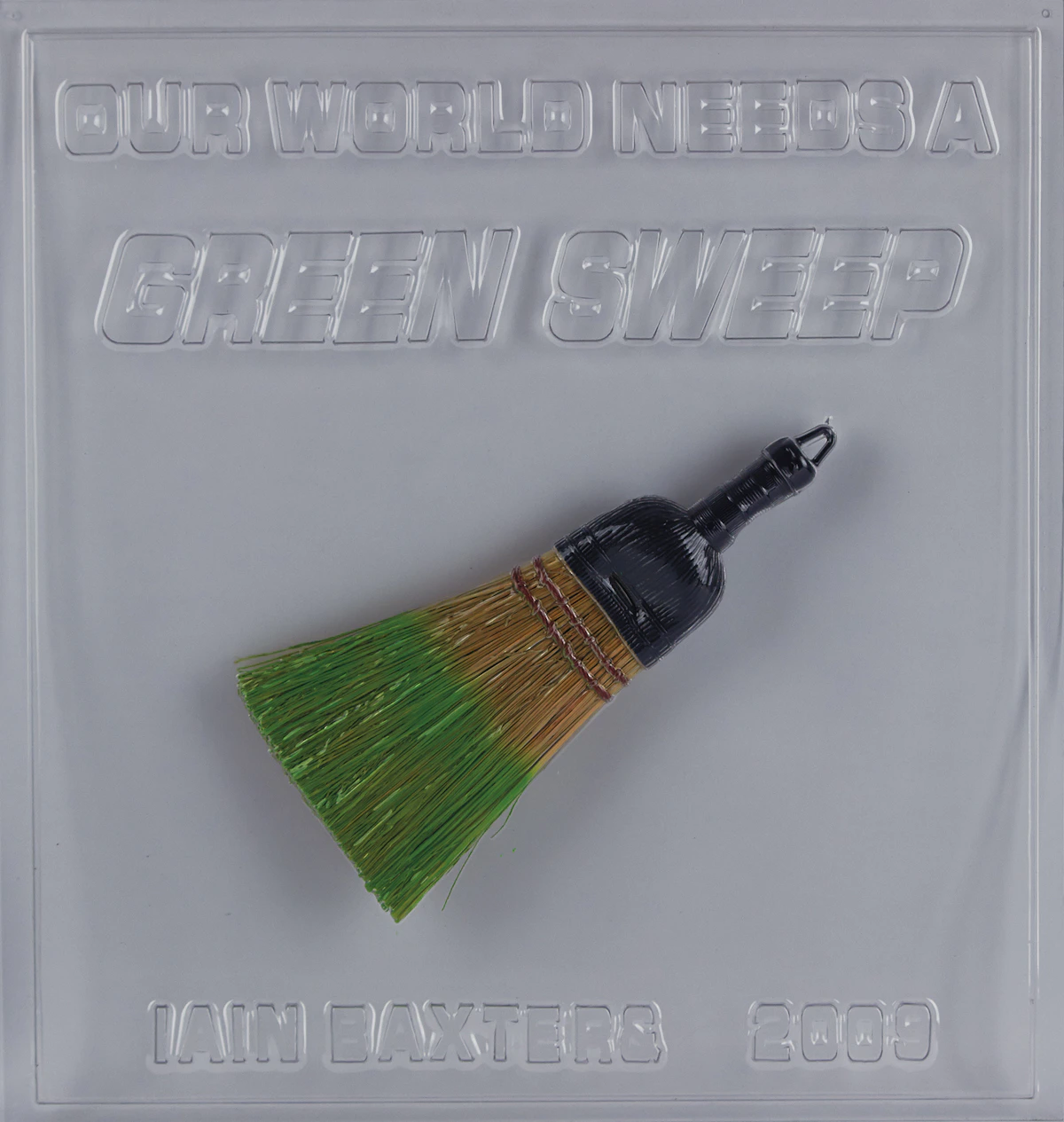 Iain Baxter&, Our World Needs a Green Sweep, 2009, painted dustbroom in vacuum-formed plastic