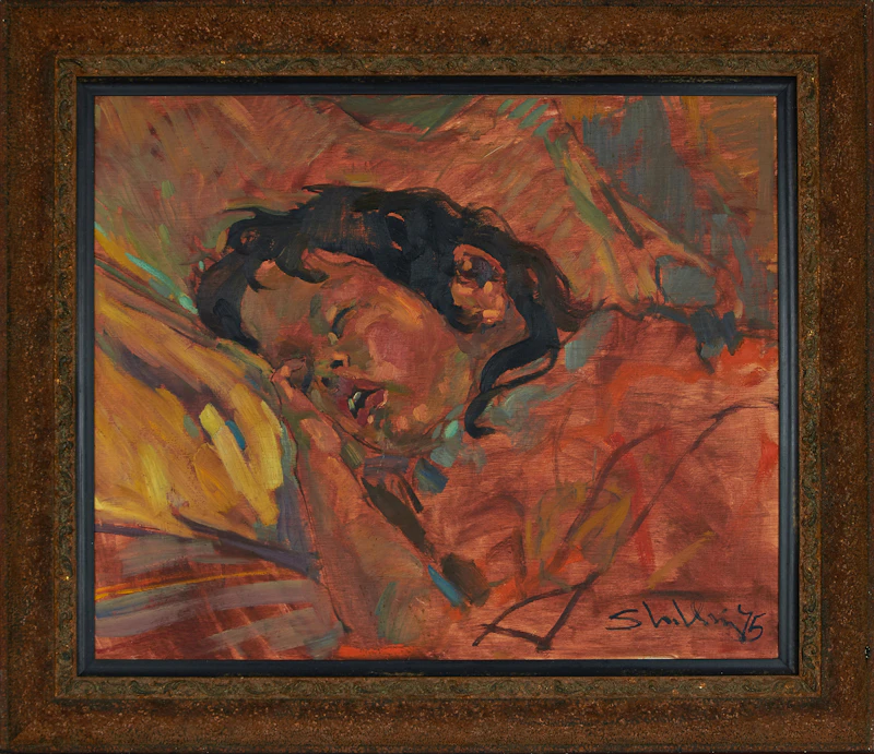Arthur Shilling, Suzanne Sleeping, oil on board, 1975 - view 2