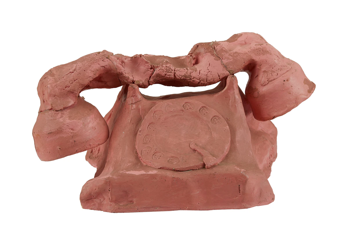 Gathie Falk, Pink Telephone, ceramic sculpture (process work)