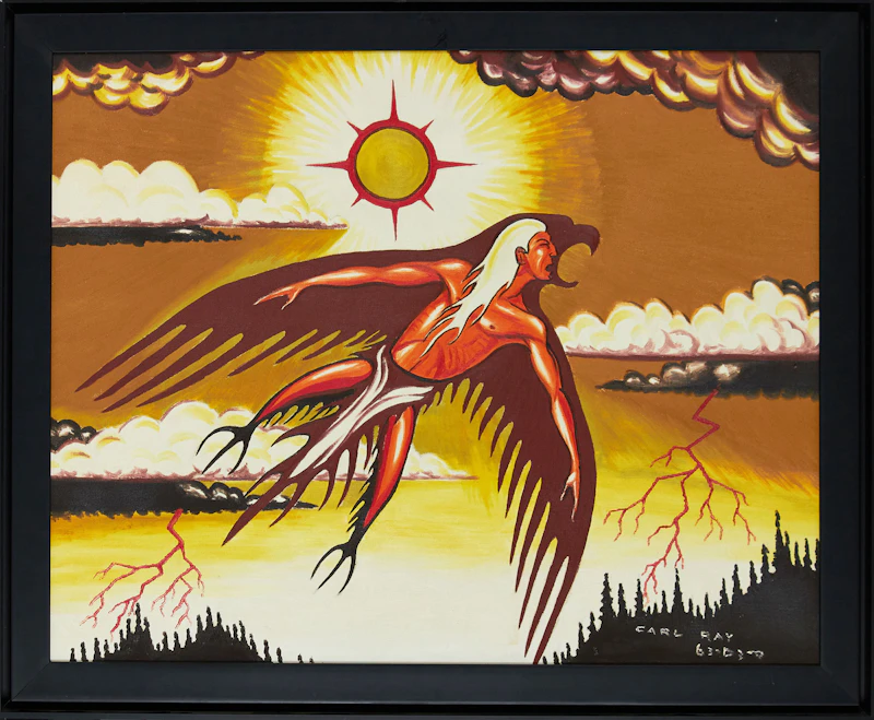 Carl Ray, The Thunderbird Man, oil on canvas board, 1968 - view 2