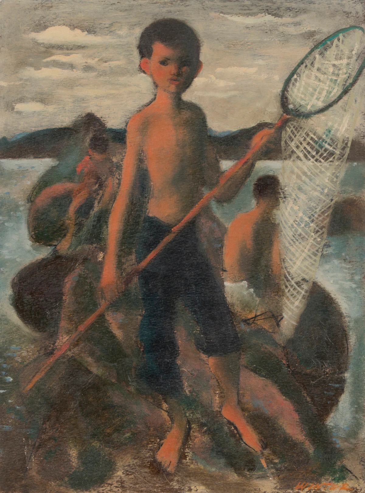 William Arthur Winter, Boy With A Net, oil on board
