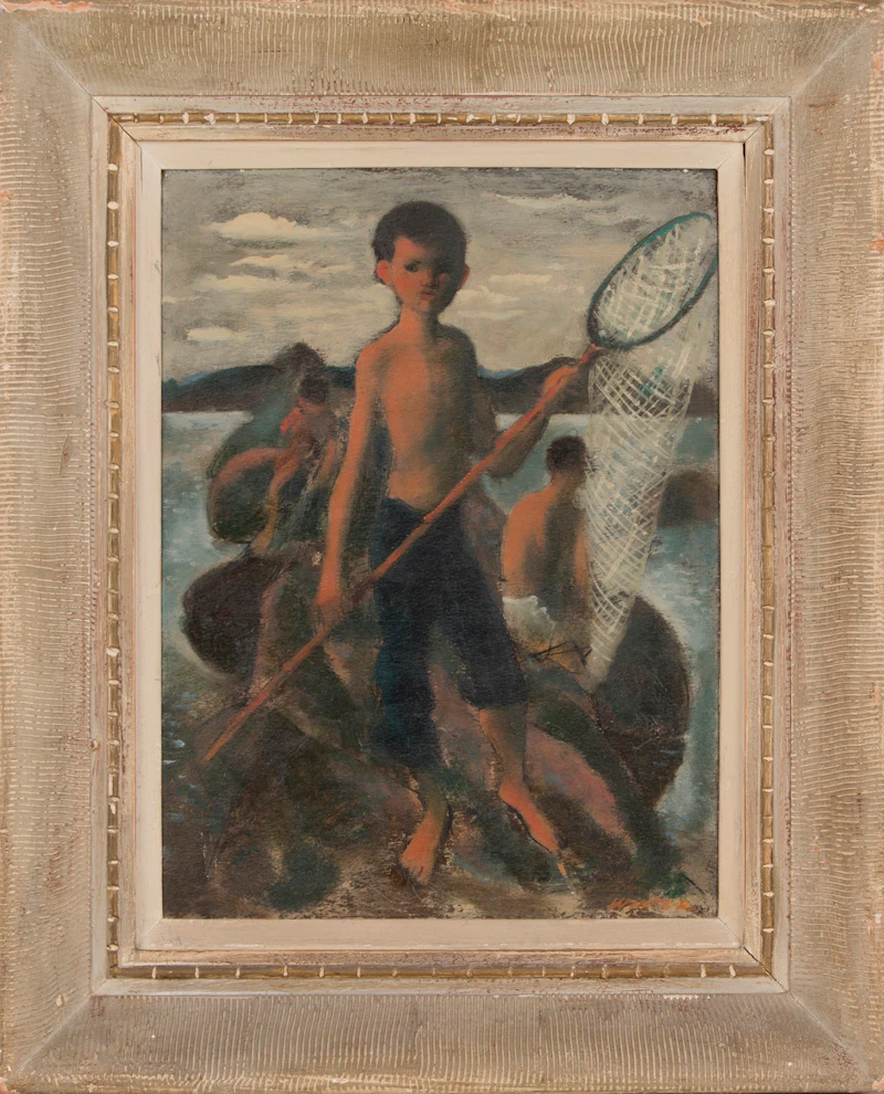 William Arthur Winter, Boy With A Net, oil on board - view 2