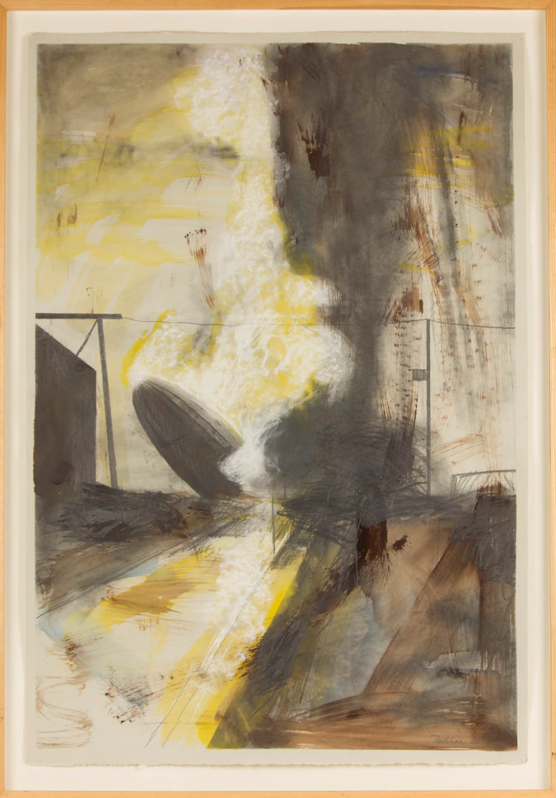 Bärbel Rothaar, Hindenburg Burning, mixed media on paper, 1986 - view 2