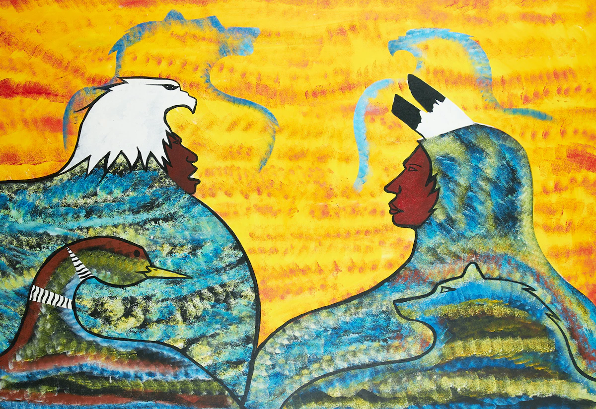 Russell Noganosh, Spirit in Heaven, acrylic on canvas, 2004