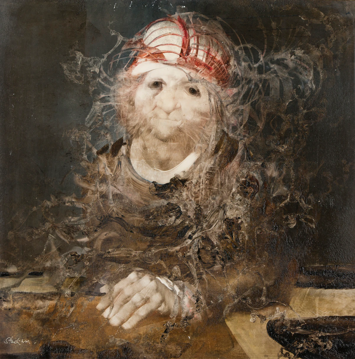 Endre Szàsz, Old Man, mixed media on styrene sheet
