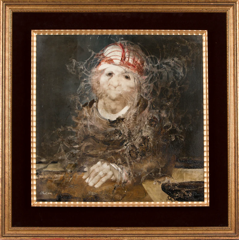 Endre Szàsz, Old Man, mixed media on styrene sheet - view 2