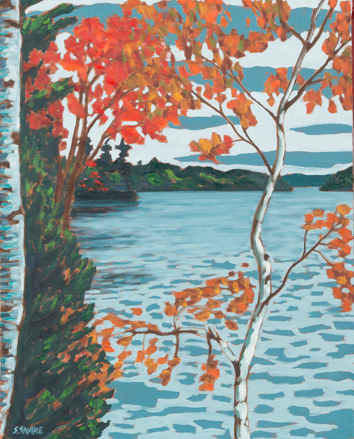 Stephen Snake, Autumn Landscape, oil on canvas