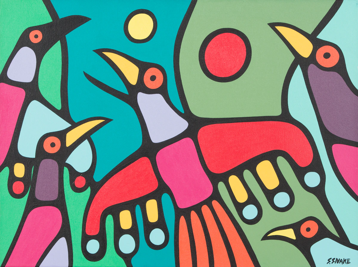 Stephen Snake, Birds, acrylic on canvas