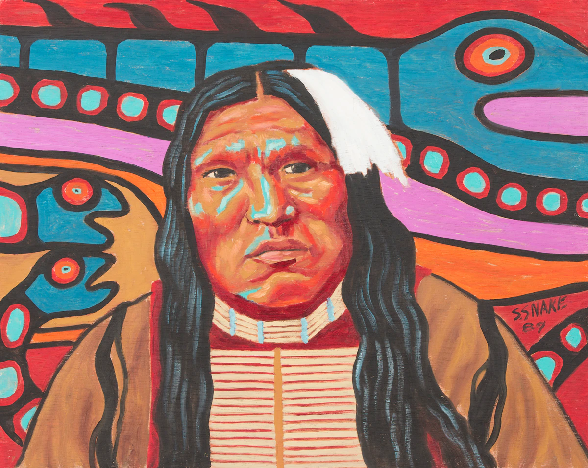 Stephen Snake, Portrait, acrylic on board, 1987