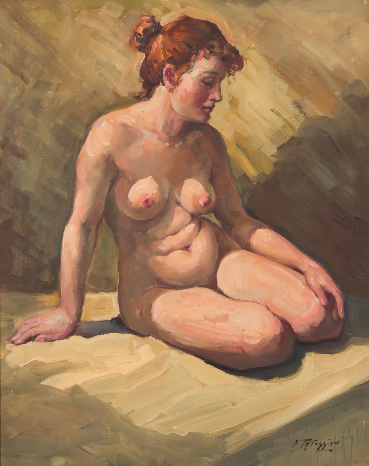 Armand Tatossian, Seated Nude, oil on canvas