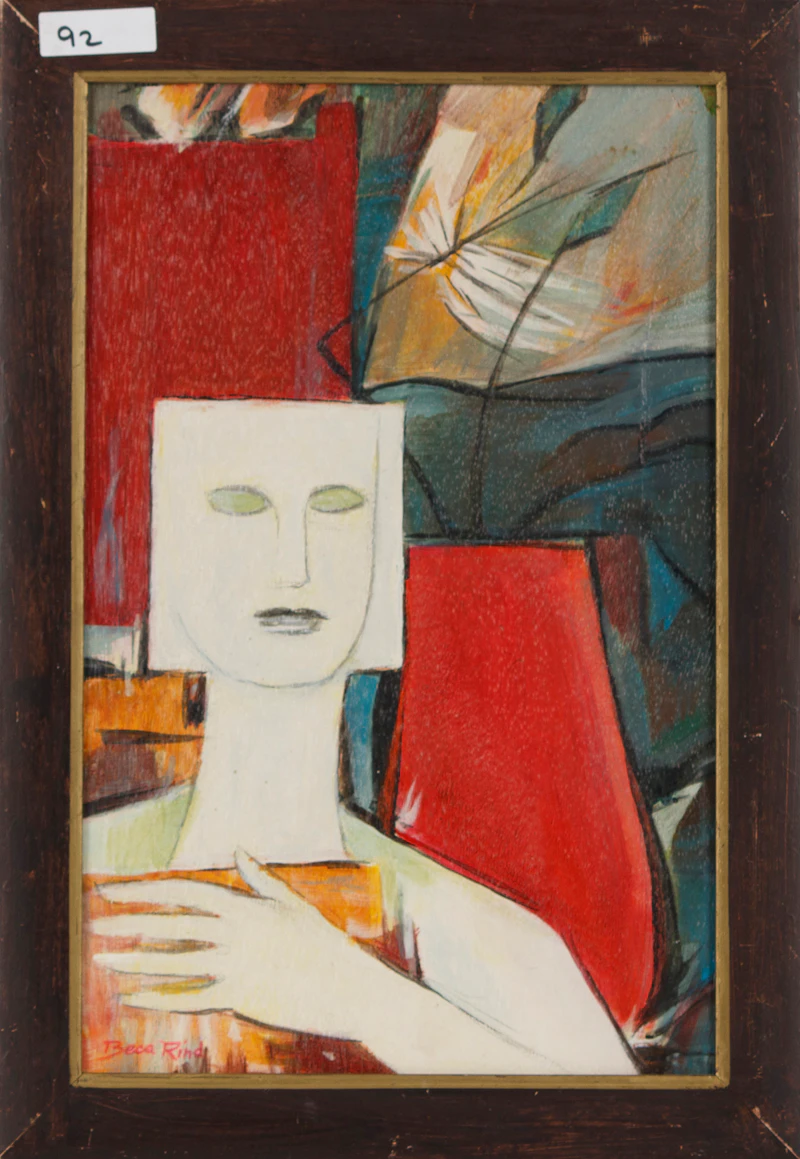 Rebecca Rind, Figure with Flowers, oil on board - view 2