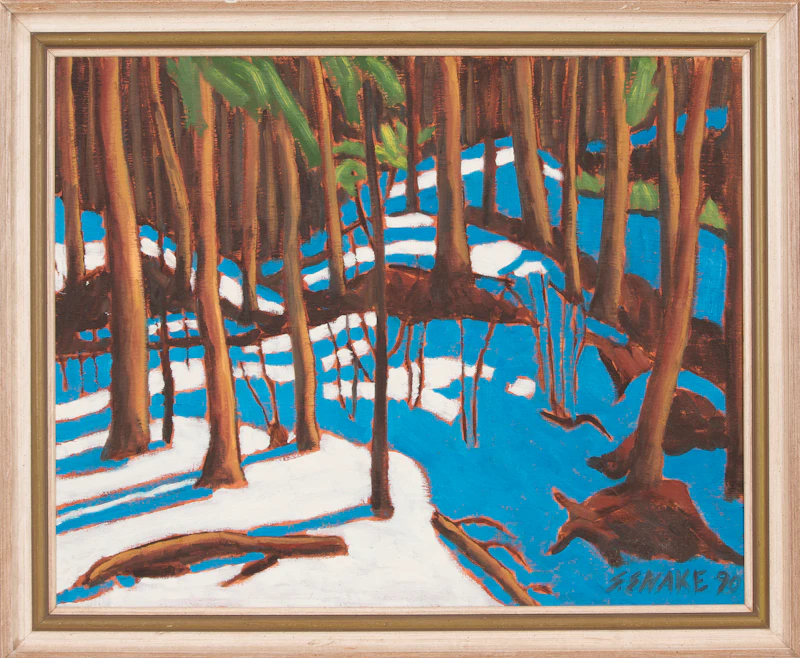 Stephen Snake, Winter Forest Landscape, oil on board, 1990 - view 2