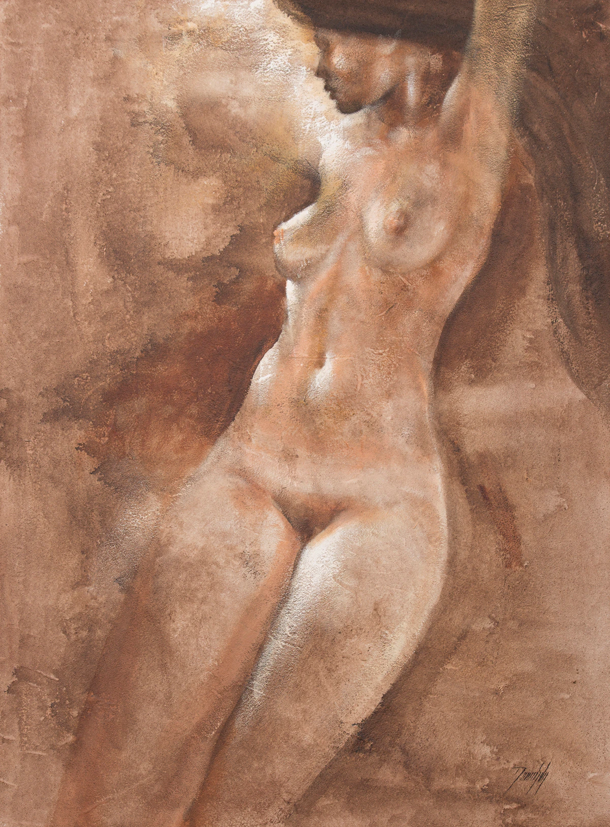 Julius Damasdy, Female Nude, oil on canvas