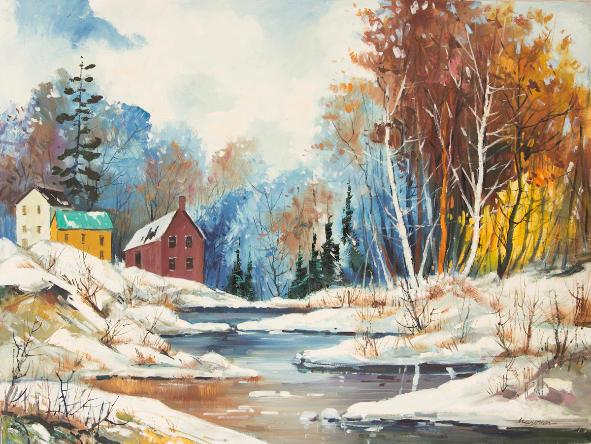 Julius Gyula Marosan, Winter Landscape, oil on canvas