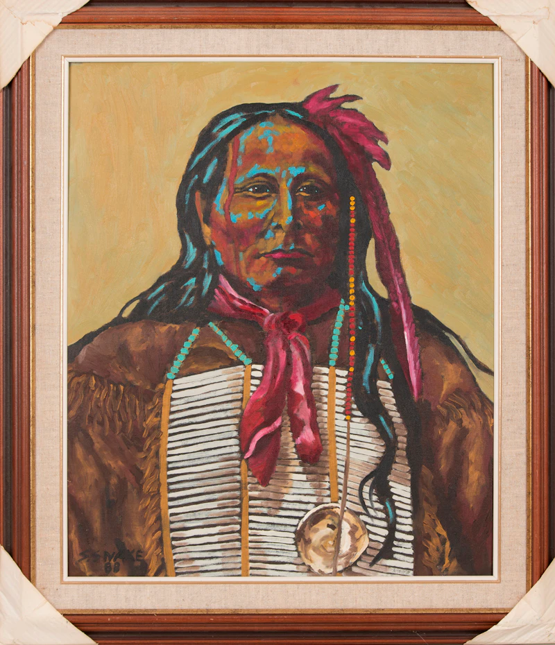Stephen Snake, Native Portrait, oil on canvas board, 1988 - view 2