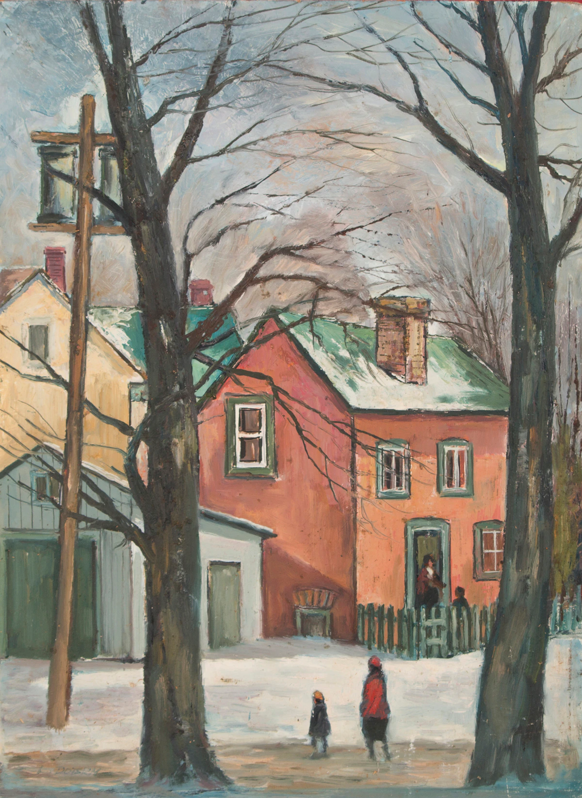Louis  Dobry, Two Urban Landscapes, oils on board
