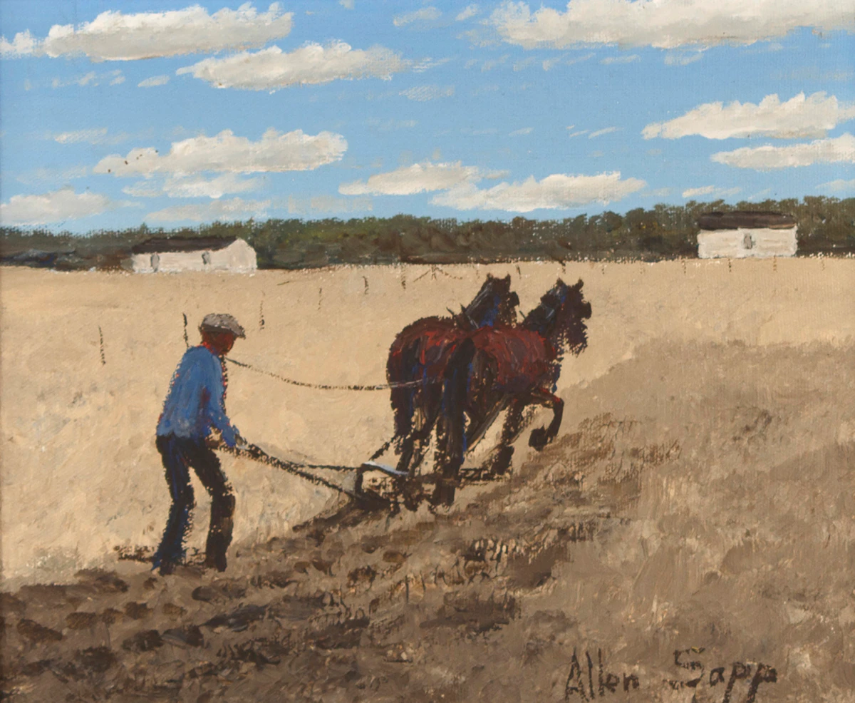 Allen Sapp, That’s Me Working, acrylic on canvas