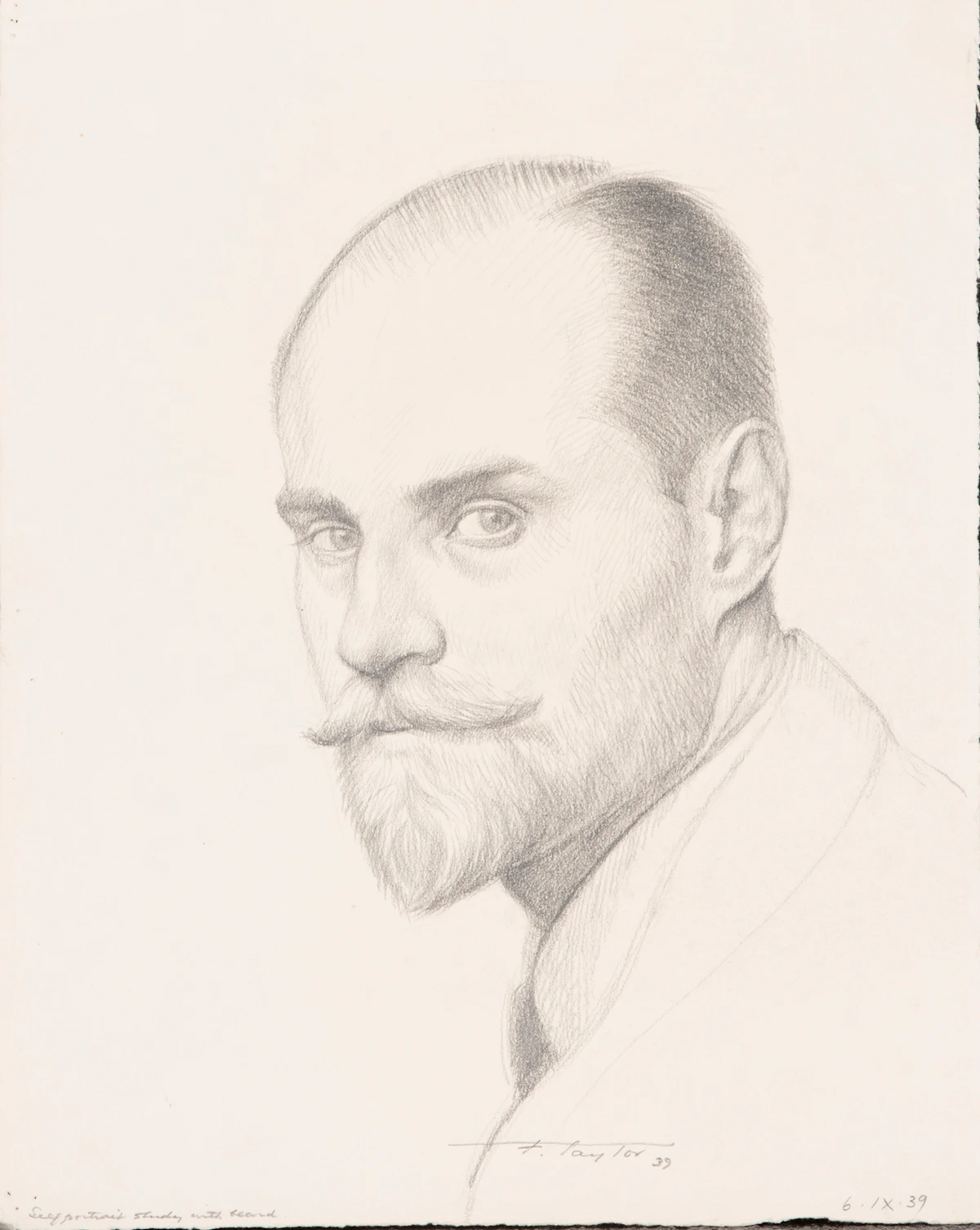 Frederick Bourchier Taylor, Self Portrait Study with Beard; Study for a Portrait of John Kelly, assorted media on paper (2)