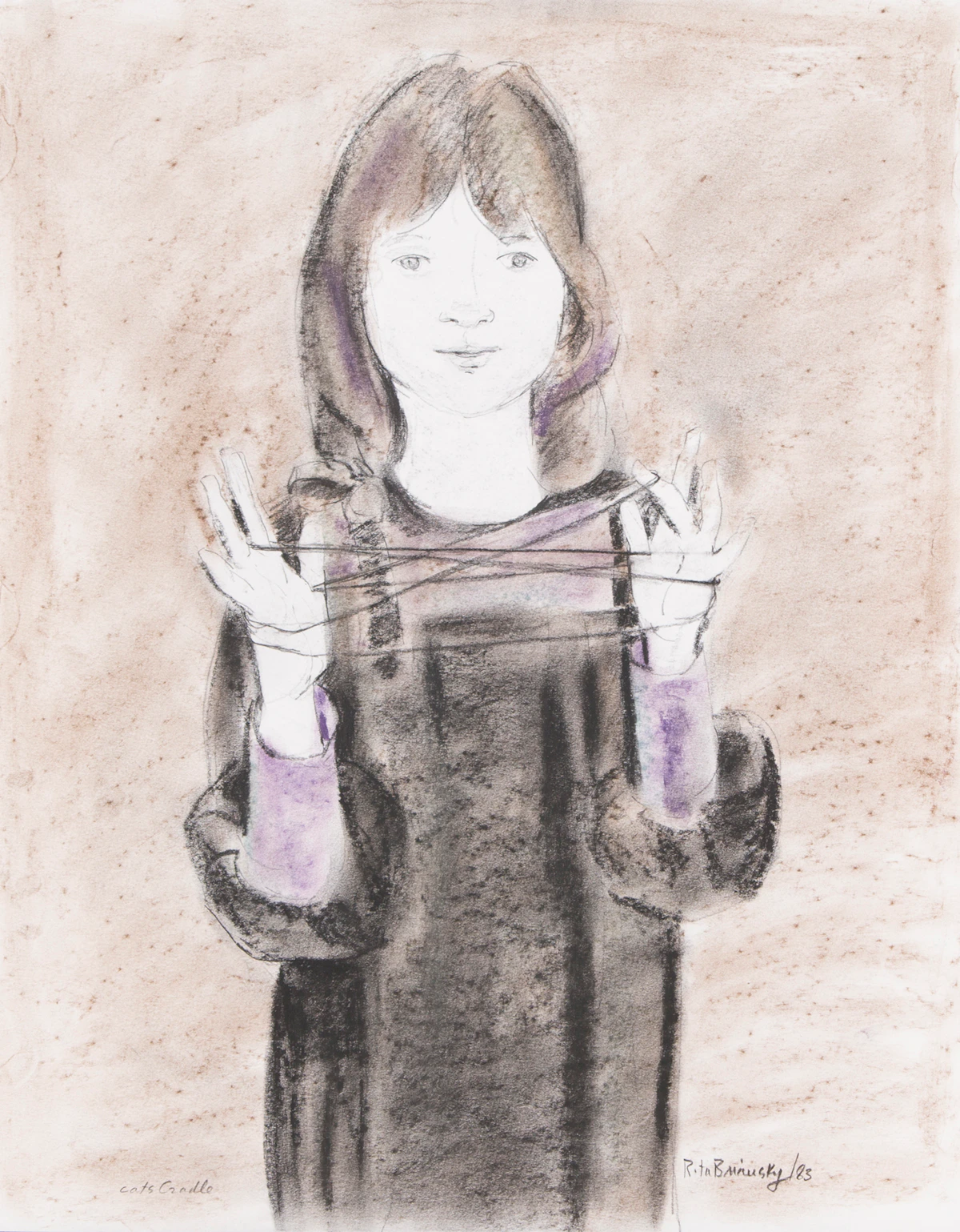 Rita Briansky, Young Girl; Cats Cradle, coloured pastels on paper (2)