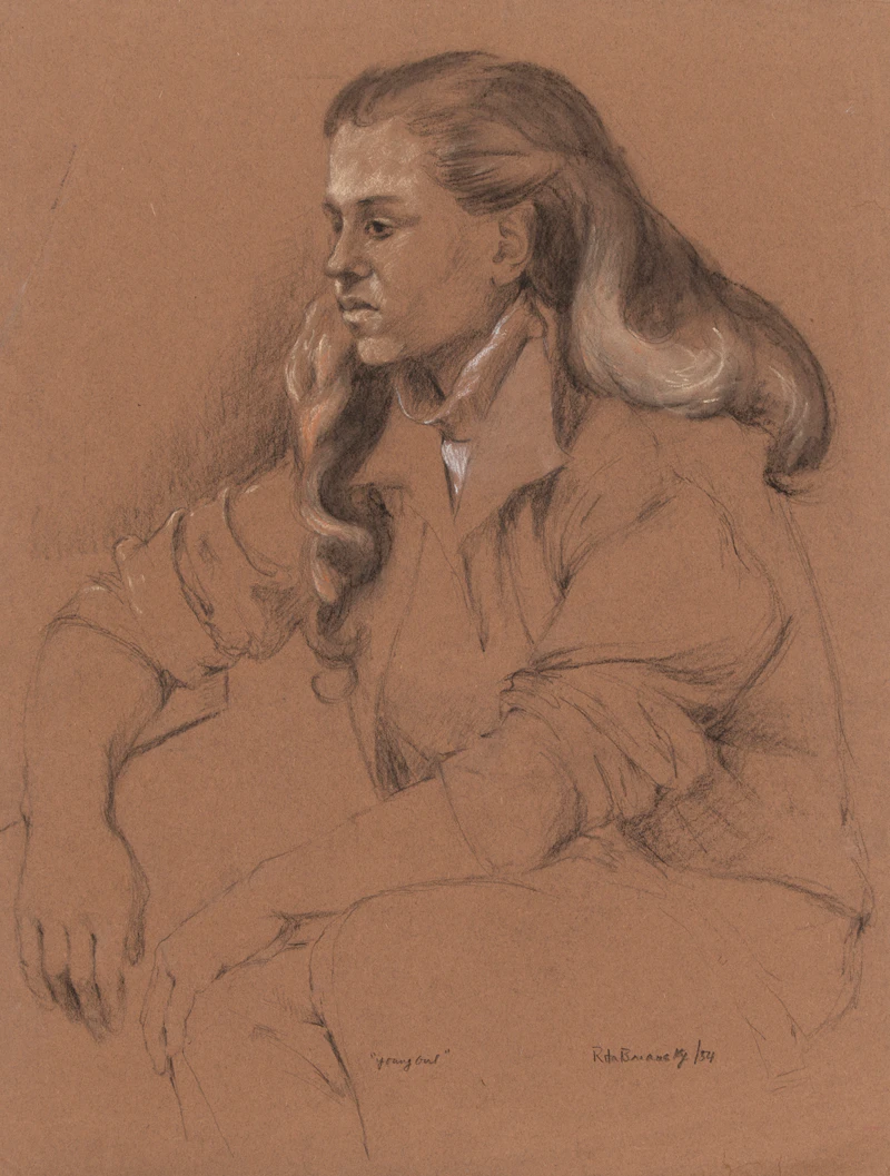 Rita Briansky, Young Girl; Cats Cradle, coloured pastels on paper (2) - view 2