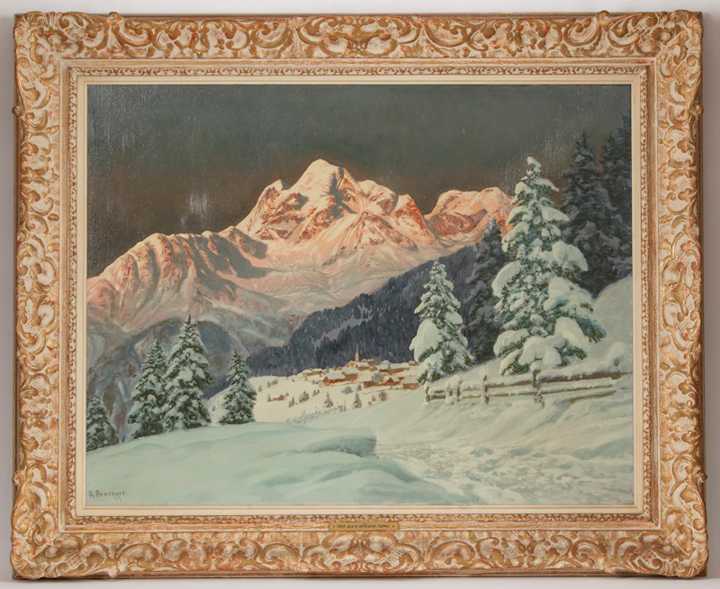 Alois Arnegger, Evening Glow, Tyrol, oil on canvas - view 2