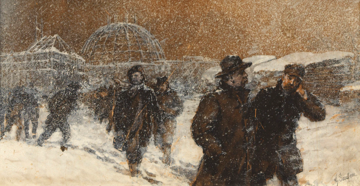 Henry Sandham, Walking Through the Snow, watercolour on paper