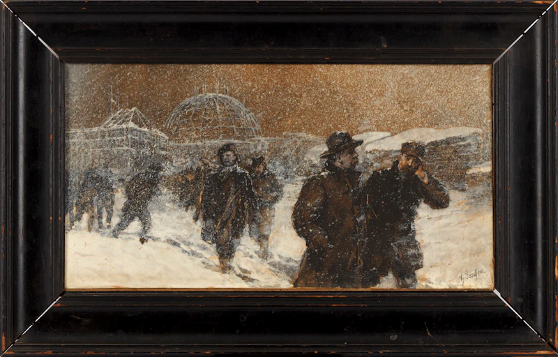 Henry Sandham, Walking Through the Snow, watercolour on paper - view 2