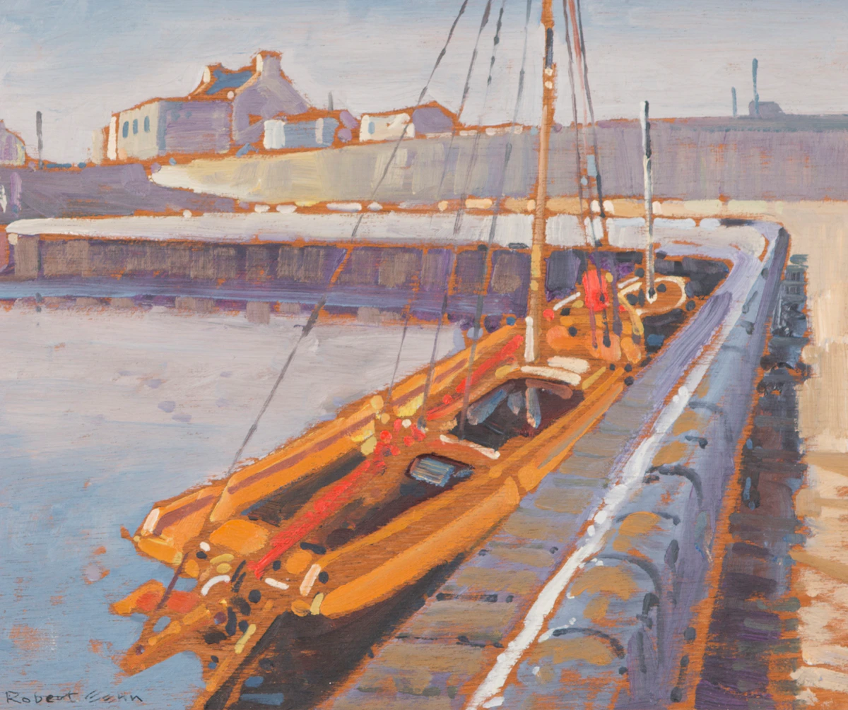 Robert Genn, Quay, Cleggan, oil on canvas board, 1972