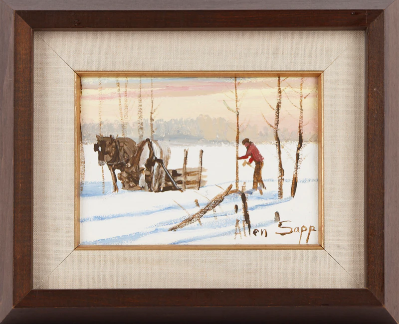 Allen Sapp, Chopping Wood, oil on canvas - view 2