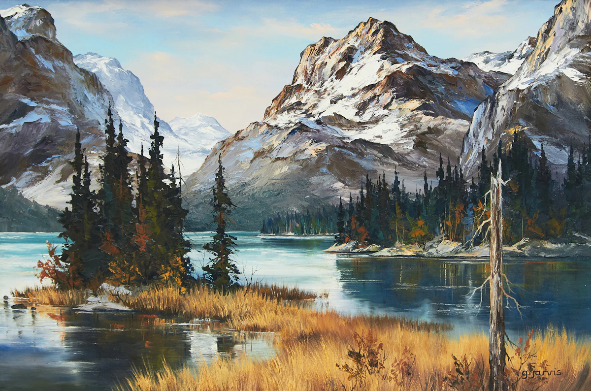 Georgia Jarvis, Mountain Landscape, oil on board