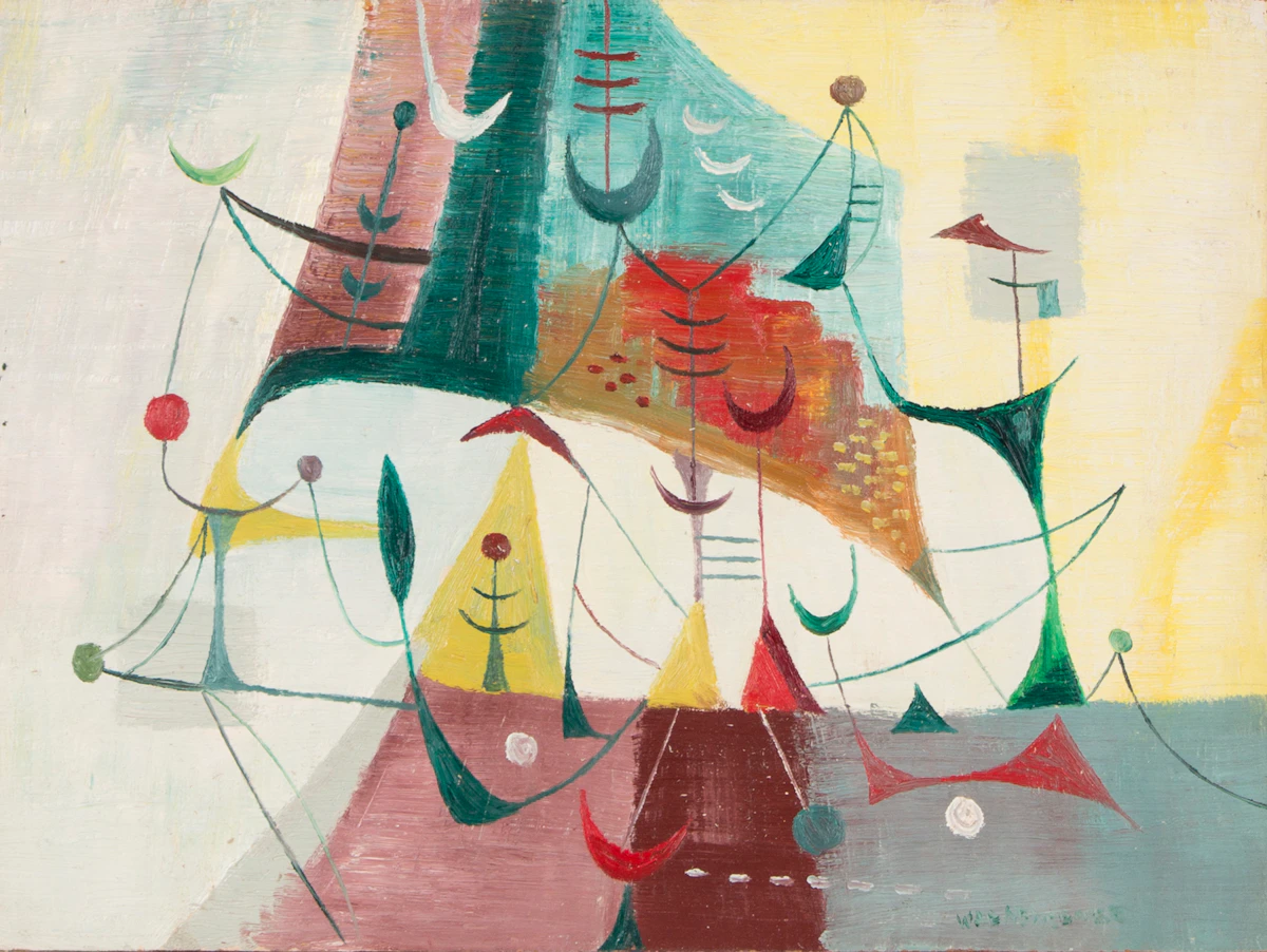 William John Bertram Newcombe, Sea Coast Memories, oil on board, 1954