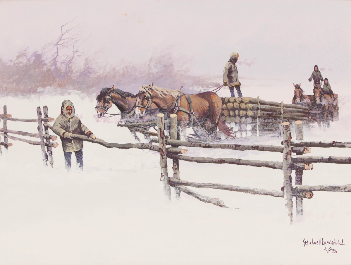 Michael Lonechild, Cold Bitter Day, acrylic on canvas