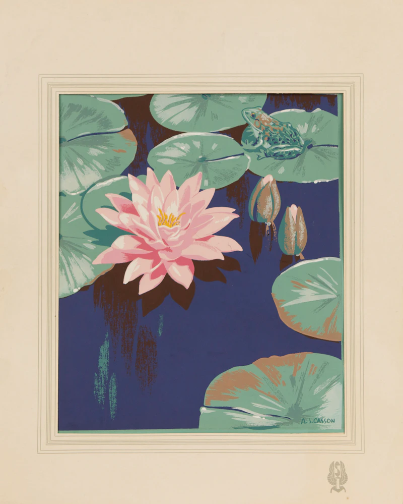 Alfred Joseph Casson, Pink Lily and Frog, colour silkscreen - view 2
