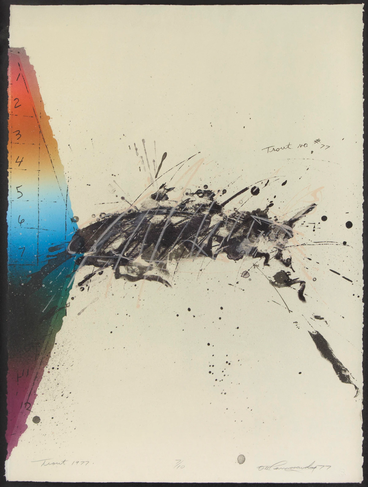Otis Tamasauskas, Trout, colour lithograph, 1977