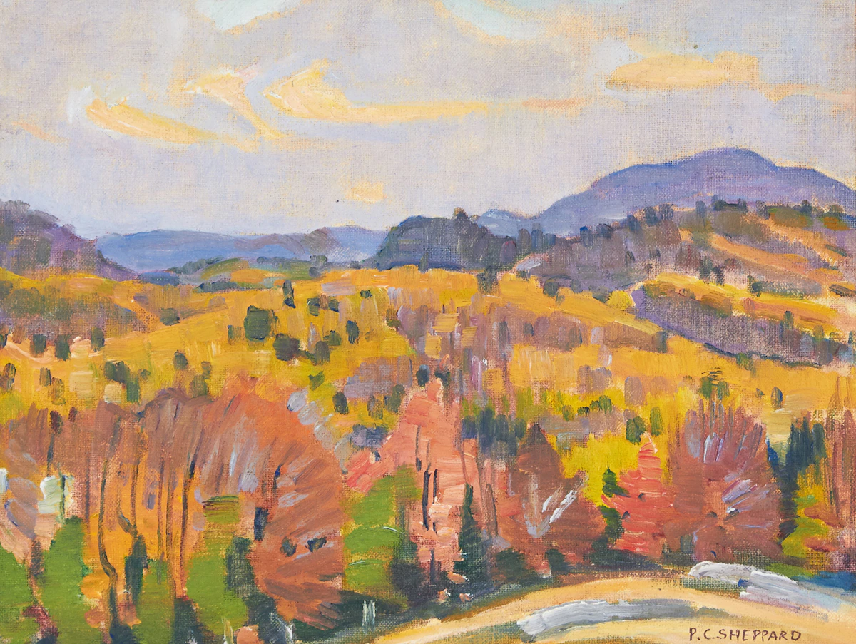 Peter Clapham Sheppard, Autumn, Bancroft Hills, oil on canvas board