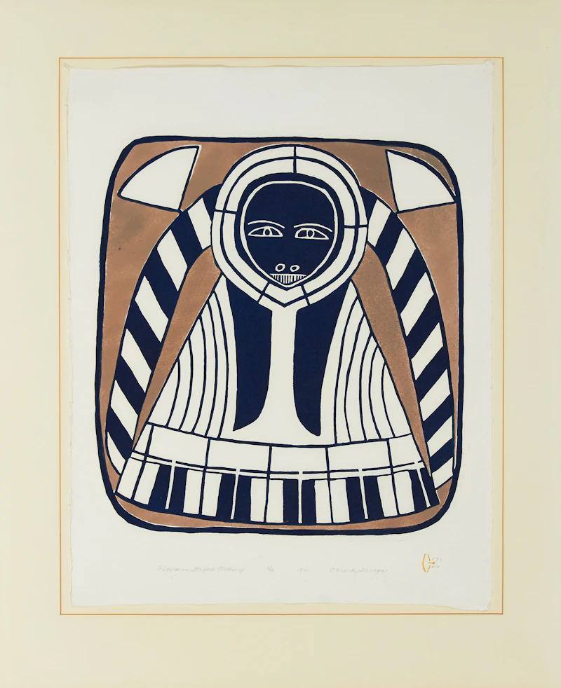 Jessie Oonark, Figure in Striped Clothing, stonecut and stencil, 1971 - view 2