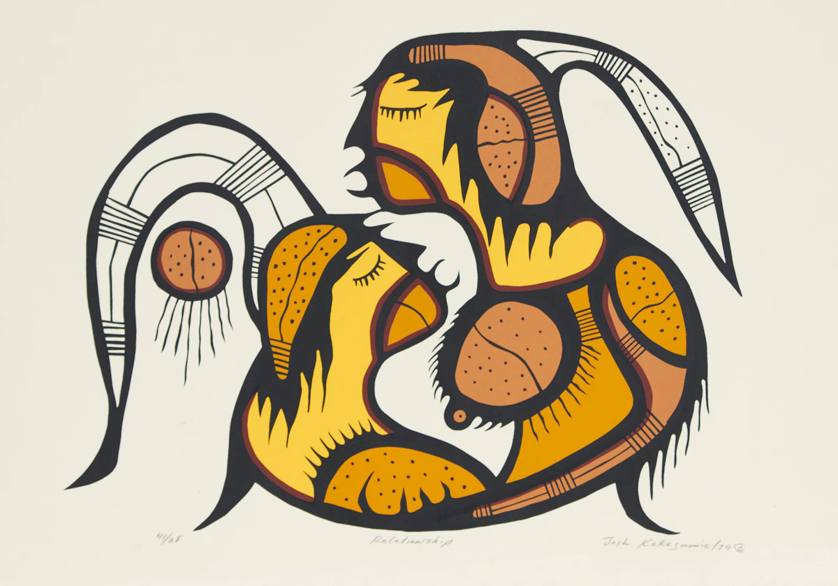 Josh Kakegamic, Relationship, colour silkscreen, 1979