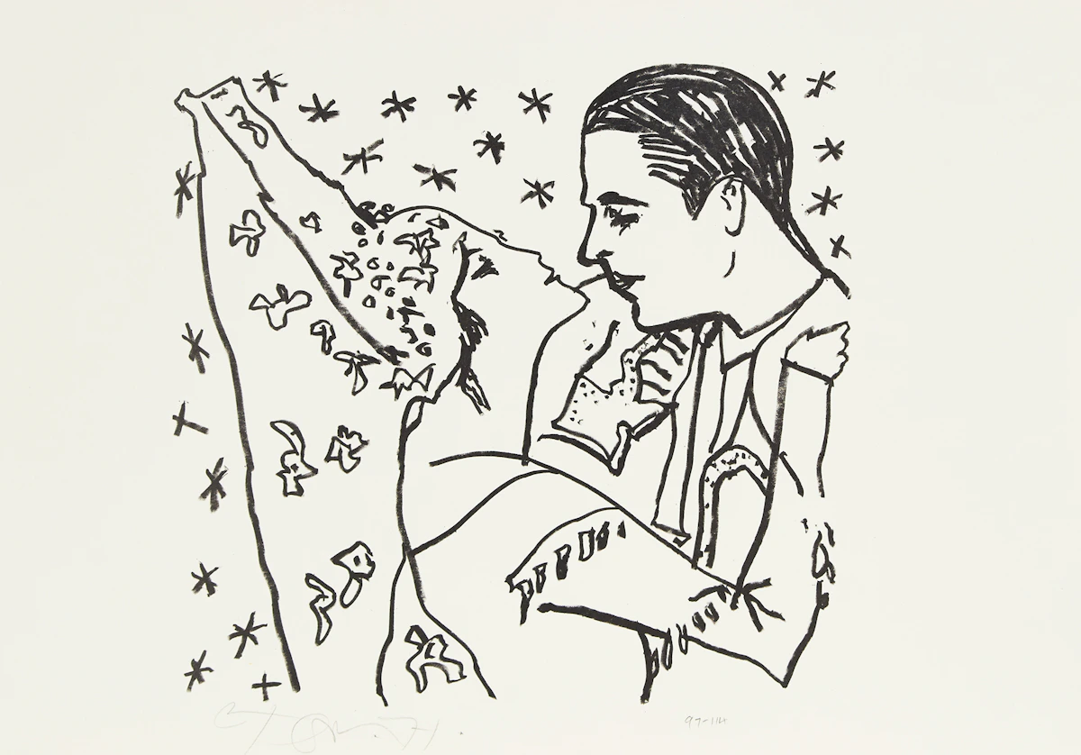 Harold Barling Town, Rudolph Valentino, lithograph, 1971