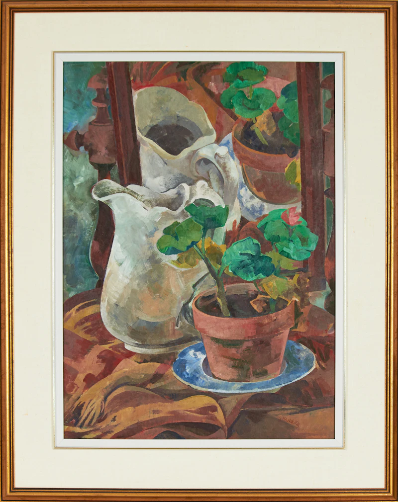 Claire Shoniker, Pitcher and Geranium, Acrylic on panel - view 2