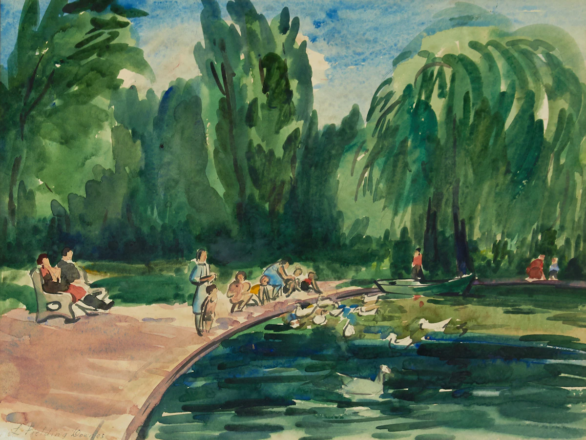 Lionel Fielding Downes, A Day at the Park, watercolour