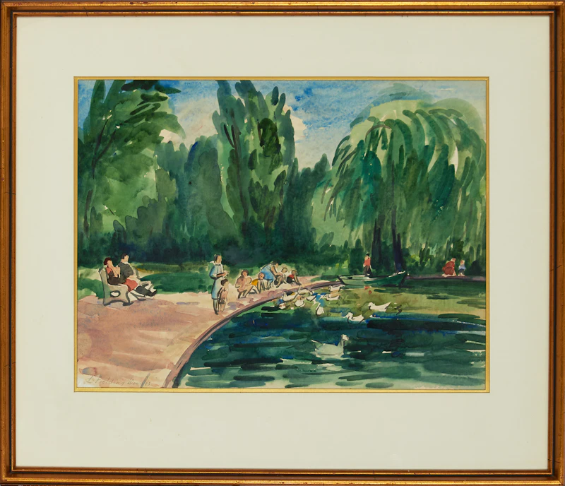 Lionel Fielding Downes, A Day at the Park, watercolour - view 2