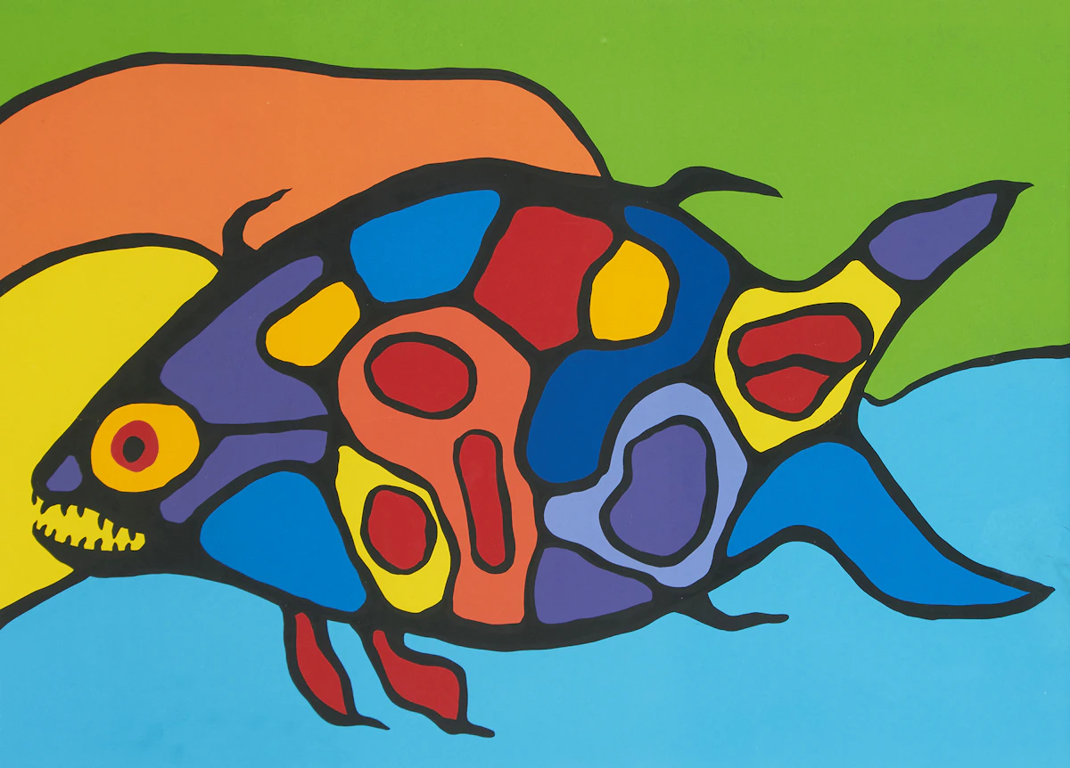 Norval Morrisseau, Soul Floating in Cosmic Sea, colour serigraph