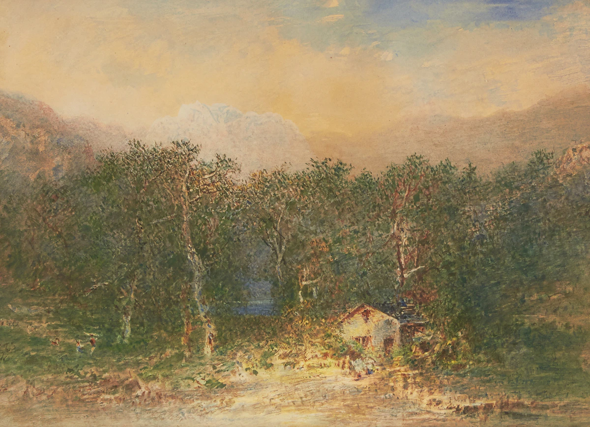 Otto Reinhold Jacobi, Cottage Landscape, watercolour, 1884