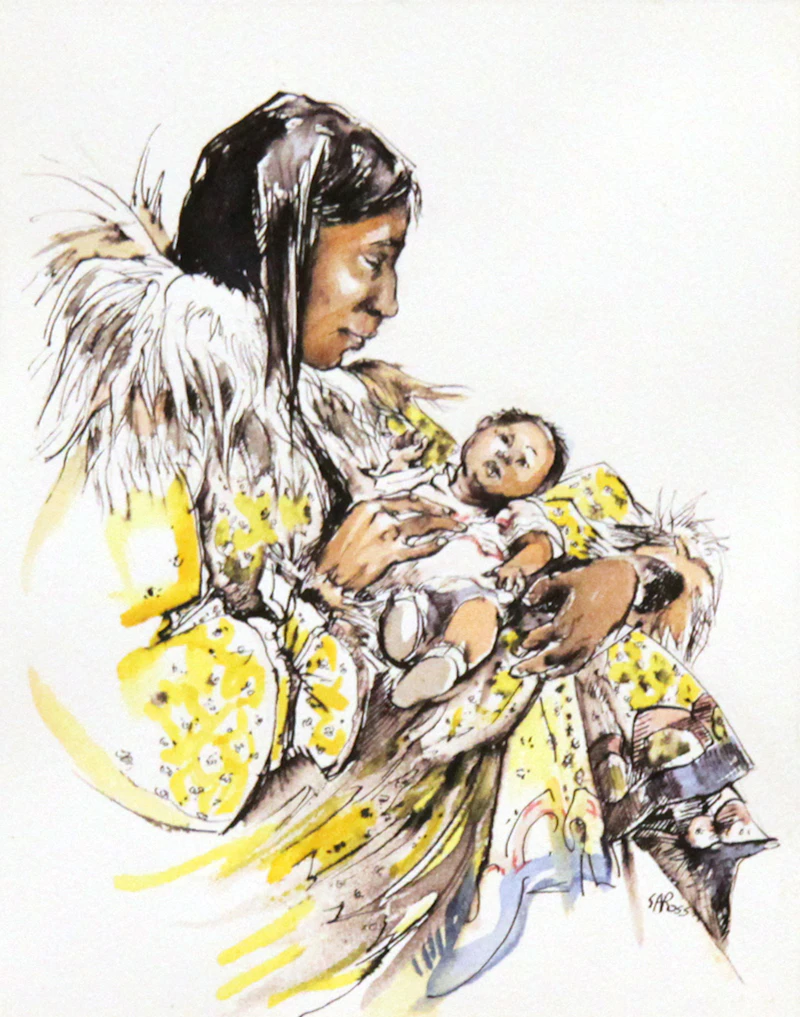 Susan Adrina Ross, Old Man Coppermine; Mother and Baby, two works on paper, 1977 - view 3
