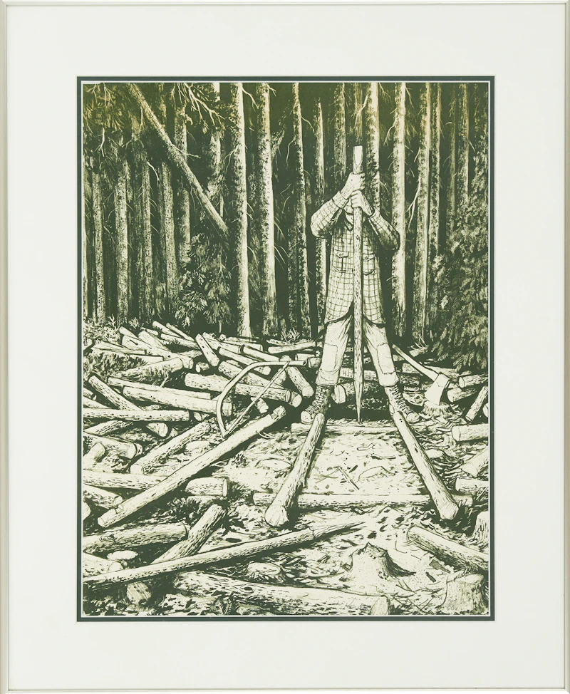 William Kurelek, Building a Cord Cradle, lithograph - view 2