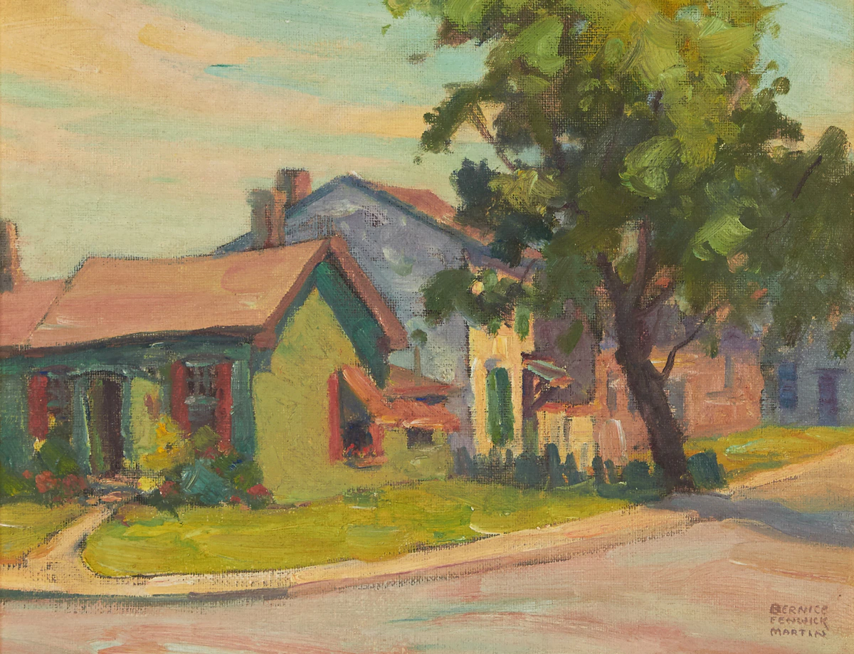 Bernice Fenwick Martin, House at Gerrard and Elizabeth Streets, oil on board