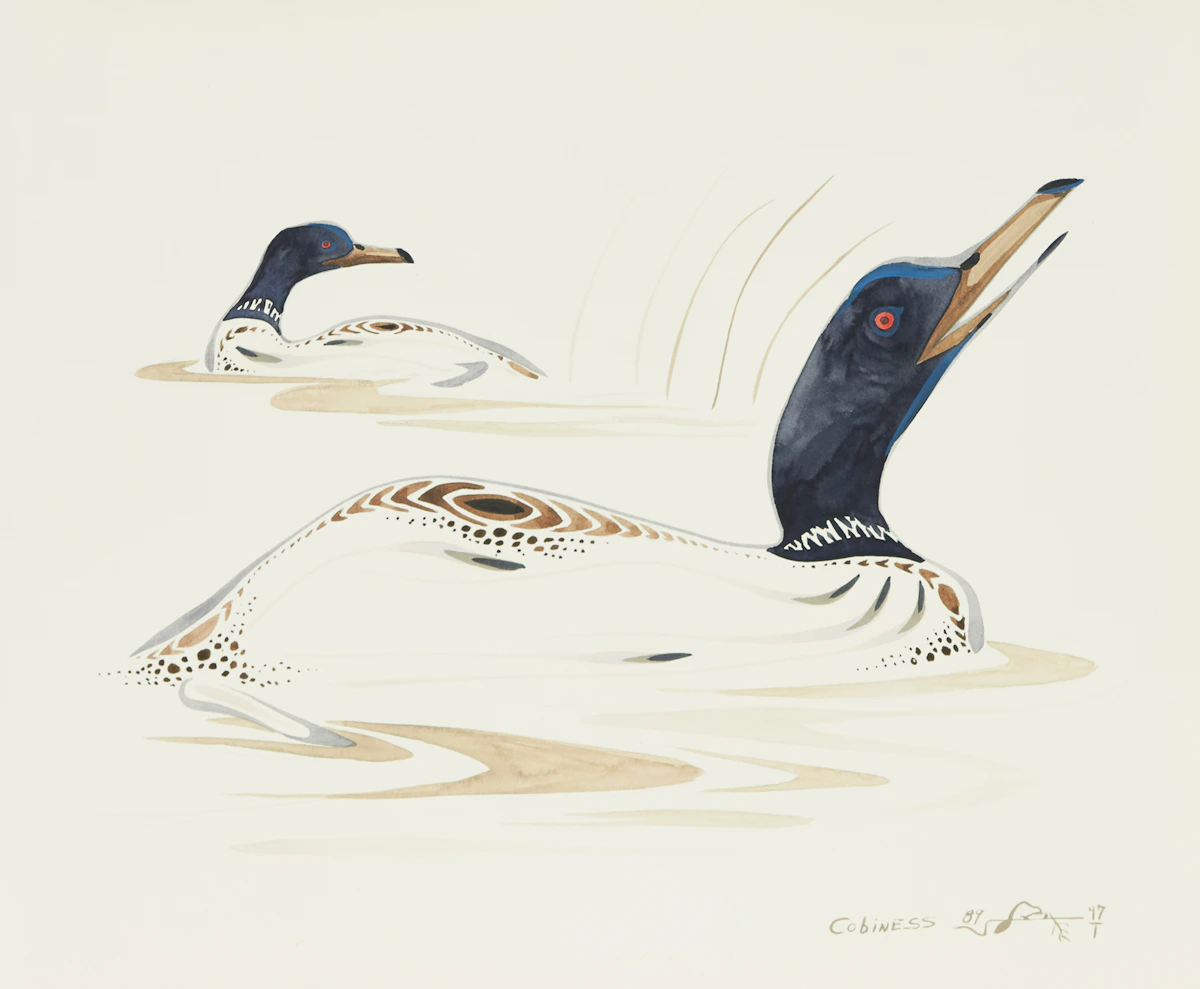Eddy Cobiness, Loons; Grouse; Eagle, three watercolours, 1989